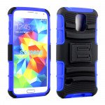 Wholesale Samsung Galaxy S5 Armor Shell Case Stand and Holster Clip (Black Blue)